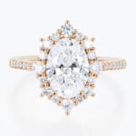 Oval 2 Carat Lab Grown Diamond Ring​ Royal Halo 4-Prong Engagement Ring in Rose Gold