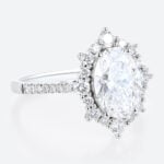 Oval 2 Carat Lab Grown Diamond Ring​ Royal Halo 4-Prong Engagement Ring in White Gold