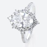 Oval 2 Carat Lab Grown Diamond Ring​ Royal Halo 4-Prong Engagement Ring in White Gold