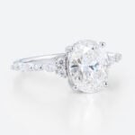 2ct Oval Lab Diamond Ring​ Semi Hidden Halo 4-Prong Engagement Ring in White Gold