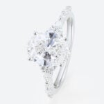 2ct Oval Lab Diamond Ring​ Semi Hidden Halo 4-Prong Engagement Ring in White Gold