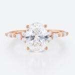 2ct Oval Lab Diamond Ring​ Semi Hidden Halo 4-Prong Engagement Ring in Rose Gold