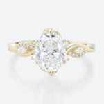 2ct Oval Cut Lab Grown Diamond Rings Twisted Vine 4-Prong Engagement Ring in Yellow Gold