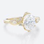 2ct Oval Cut Lab Grown Diamond Rings Twisted Vine 4-Prong Engagement Ring in Yellow Gold