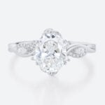 2ct Oval Cut Lab Grown Diamond Rings Twisted Vine 4-Prong Engagement Ring in White Gold