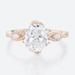 2ct Oval Cut Lab Grown Diamond Rings Twisted Vine 4-Prong Engagement Ring in Rose Gold