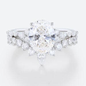 2ct Oval Lab Diamond Ring​ Set Vintage-Inspired 4-Prong Bridal Ring in White Gold