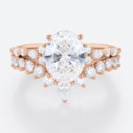 2ct Oval Lab Diamond Ring​ Set Vintage-Inspired 4-Prong Bridal Ring in Rose Gold