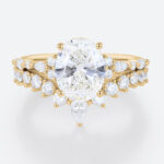 2ct Oval Lab Diamond Ring​ Set Vintage-Inspired 4-Prong Bridal Ring in Yellow Gold
