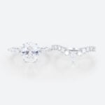 2ct Oval Lab Diamond Ring​ Set Vintage-Inspired 4-Prong Bridal Ring in White Gold