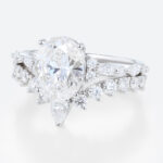 2ct Oval Lab Diamond Ring​ Set Vintage-Inspired 4-Prong Bridal Ring in White Gold