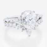 2ct Oval Lab Diamond Ring​ Set Vintage-Inspired 4-Prong Bridal Ring in White Gold