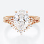 2.5ct Lab Grown Diamond Rings​ Set Vintage Milgrain Oval 4-Prong Bridal Ring Set in Rose Gold