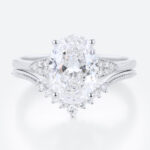 2.5ct Lab Grown Diamond Rings​ Set Vintage Milgrain Oval 4-Prong Bridal Ring Set in White Gold
