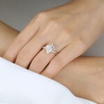 2 Carat Pear Lab Grown Diamond Ring​ Set Vintage-Inspired 4-Prong Bridal Ring Set in Yellow Gold