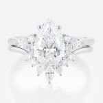 2 Carat Pear Lab Grown Diamond Ring​ Set Vintage-Inspired 4-Prong Bridal Ring Set in White Gold