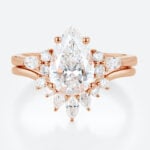 2 Carat Pear Lab Grown Diamond Ring​ Set Vintage-Inspired 4-Prong Bridal Ring Set in Rose Gold