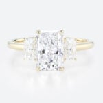 2 Carat Radiant Cut Lab Grown Diamond Ring Hidden Halo 4 Claw Prong Engagement Ring in Yellow Gold