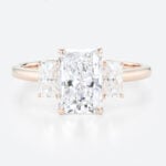 2 Carat Radiant Cut Lab Grown Diamond Ring Hidden Halo 4 Claw Prong Engagement Ring in Rose Gold