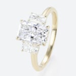 2 Carat Radiant Cut Lab Grown Diamond Ring Hidden Halo 4 Claw Prong Engagement Ring in Yellow Gold