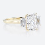 2 Carat Radiant Cut Lab Grown Diamond Ring Hidden Halo 4 Claw Prong Engagement Ring in Yellow Gold