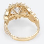 Halo Lab Grown Diamond Rings 2ct Round Blossom Halo Bridal Ring in Yellow Gold