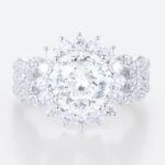 Halo Lab Grown Diamond Rings 2ct Round Blossom Halo Bridal Ring in White Gold
