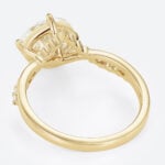 Round 2 Carat Lab Grown Diamond Ring ​Chevron 4 Claw Prong Engagement Ring in Yellow Gold