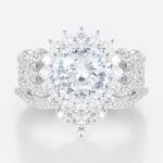 Halo Lab Diamond Ring Set 2ct Round Luxury 4-Claw Prong Bridal Ring in White Gold