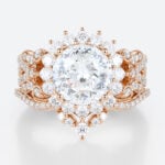 Halo Lab Diamond Ring Set 2ct Round Luxury 4-Claw Prong Bridal Ring in Rose Gold