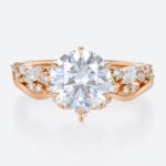 2ct Round Lab Diamond Ring​ Set Vintage Cluster 6 Claw Prong Bridal Ring Set in Rose Gold