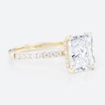 3.5ct Radiant Cut Lab Diamond Ring​ Pavé 4 Claw Engagement Ring in Yellow Gold