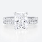 3.5ct Radiant Lab Diamond Ring Set Seamless Pavé Bridal Ring in White Gold