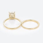 3.5ct Radiant Lab Diamond Ring Set Seamless Pavé Bridal Ring in Yellow Gold