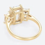 3ct Emerald Cut Engagement Rings​ Three-Stone Lab Diamond Ring in Yellow Gold