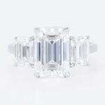 3ct Emerald Cut Engagement Rings​ Three-Stone Lab Diamond Ring in White Gold
