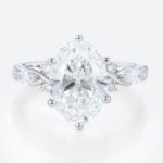 3 Carat Oval Lab Grown Diamond Ring Modern Modern 6-Prong Engagement Ring in White Gold