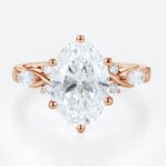 3 Carat Oval Lab Grown Diamond Ring Modern Modern 6-Prong Engagement Ring in Rose Gold
