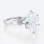 3 Carat Oval Lab Grown Diamond Ring Modern Modern 6-Prong Engagement Ring in White Gold