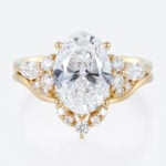 3ct Oval Cut Lab Diamond Ring Set Seamless Stacking Bridal Ring Set in Yellow Gold