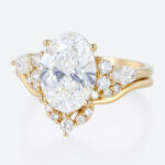 3ct Oval Cut Lab Diamond Ring Set Seamless Stacking Bridal Ring Set in Yellow Gold