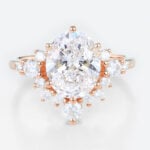 3ct Oval Cut Lab Diamond Ring Semi-Halo 6-Prong Engagement Rings in Rose Gold