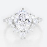 3ct Oval Cut Lab Diamond Ring Semi-Halo 6-Prong Engagement Rings in White Gold
