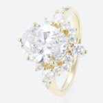 3ct Oval Cut Lab Diamond Ring Semi-Halo 6-Prong Engagement Rings in Yellow Gold