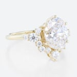 3ct Oval Cut Lab Diamond Ring Semi-Halo 6-Prong Engagement Rings in Yellow Gold