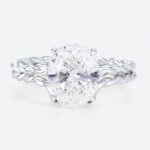 3ct Oval Lab Diamond Rings​ Set Twisted 4 Claw Prong Bridal Ring in White Gold