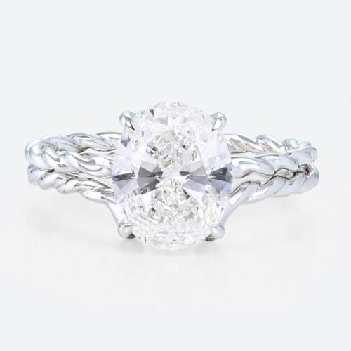 3ct Oval Lab Diamond Rings Set Twisted 4 Claw Prong Bridal Ring in White Gold