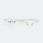 3ct Oval Lab Diamond Rings​ Set Twisted 4 Claw Prong Bridal Ring in White Gold