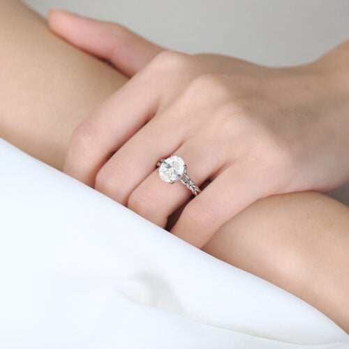 3ct Oval Lab Diamond Rings Set Twisted 4 Claw Prong Bridal Ring in White Gold