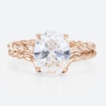3ct Oval Lab Diamond Rings​ Set Twisted 4 Claw Prong Bridal Ring in Rose Gold